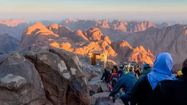 Sunrise view while climbing Mount Sinai (Moses Mountain)